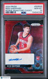 Reed Sheppard 2024 Panini Prizm Rookie Signatures Choice Red Auto PSA 10 Rockets
