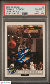 Shaquille O'Neal 1992 Classic Draft Picks Rookie RC PSA 8 Auto 10