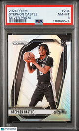 Stephon Castle 2024 Panini Prizm Silver Rookie RC PSA 8 Spurs