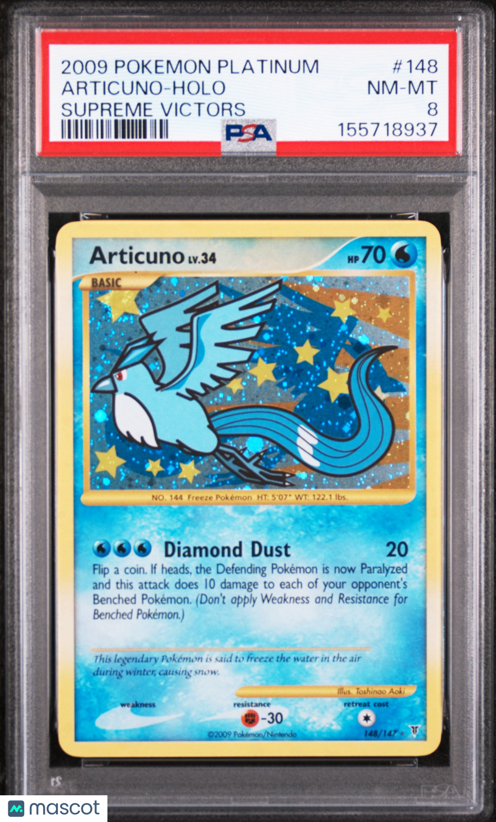 Articuno 2009 Pokemon Platinum Supreme Victors #148 Holo PSA 8