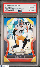 T. J. Watt 2019 Panini Prizm Red White Blue PSA 10 Gem Mint Steelers