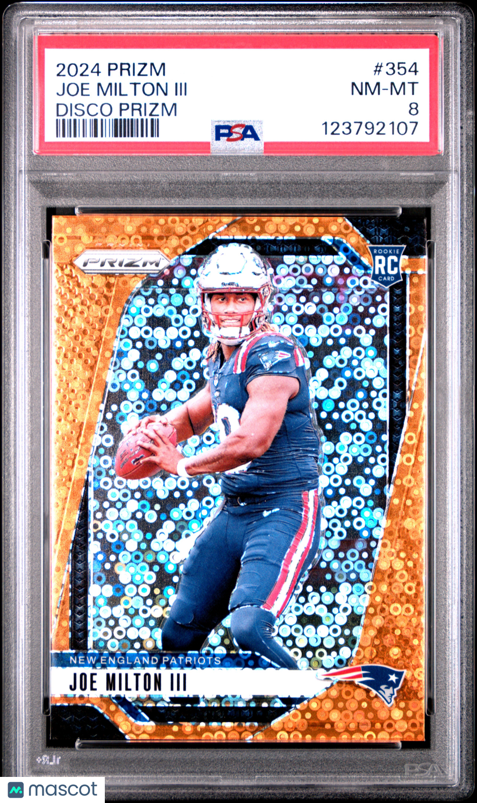 Joe Milton III 2024 Panini Prizm Orange Disco Rookie RC PSA 8 Cowboys