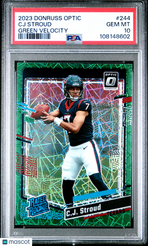 CJ Stroud 2023 Donruss Optic Green Velocity Rookie RC PSA 10 Gem Mint Texans