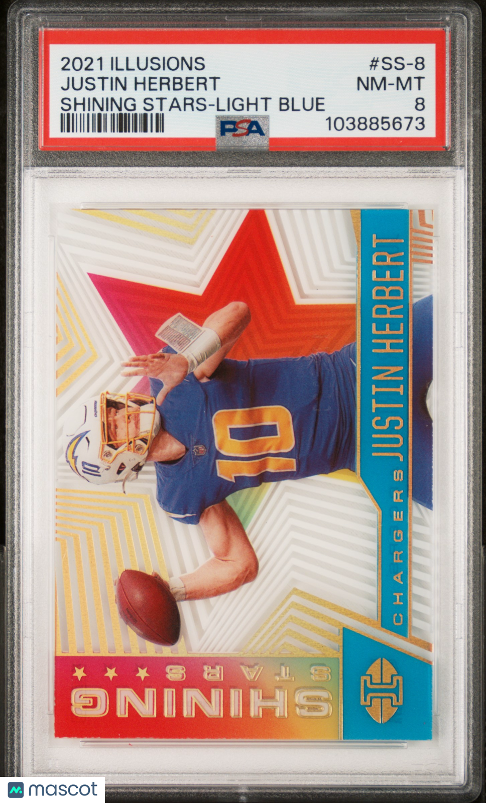 Justin Herbert 2021 Panini Illusions Shining Stars /299 PSA 8 Chargers