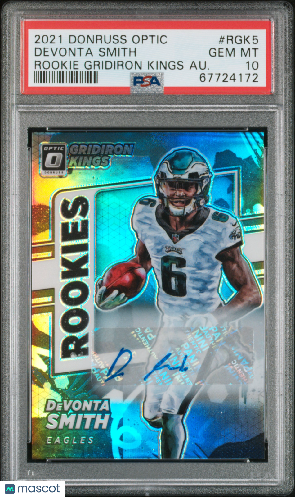 Devonta Smith 2021 Donruss Optic Rookie Gridiron Kings Auto /99 PSA 10 Eagles