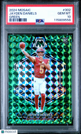 Jayden Daniels 2024 Panini Mosaic Green Rookie RC PSA 10 Gem Mint