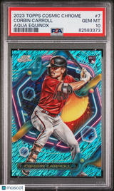 Corbin Carroll 2023 Topps Cosmic Chrome Aqua Equinox /199 Rookie RC PSA 10