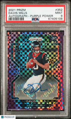 Davis Mills 2021 Panini Prizm Purple Power /49 PSA 9 Rookie RC Auto Texans