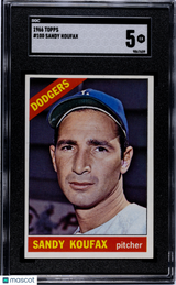 Sandy Koufax 1966 Topps #100 SGC 5 Dodgers HOF