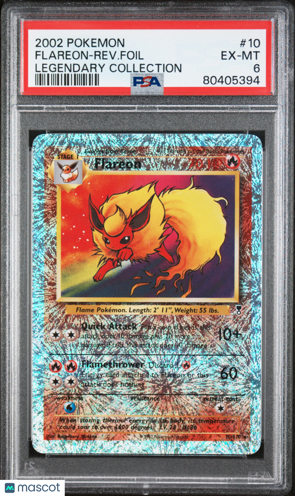 Flareon Reverse Foil 2002 Pokemon Legendary Collection #10 PSA 6
