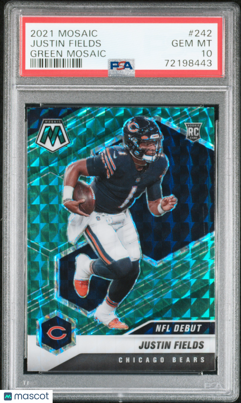Justin Fields 2021 Panini Mosaic Green Rookie RC PSA 10 Gem Mint