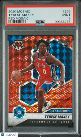 Tyrese Maxey 2020 Panini Mosaic NBA Debut Red Rookie RC PSA 9 Mint 76ers