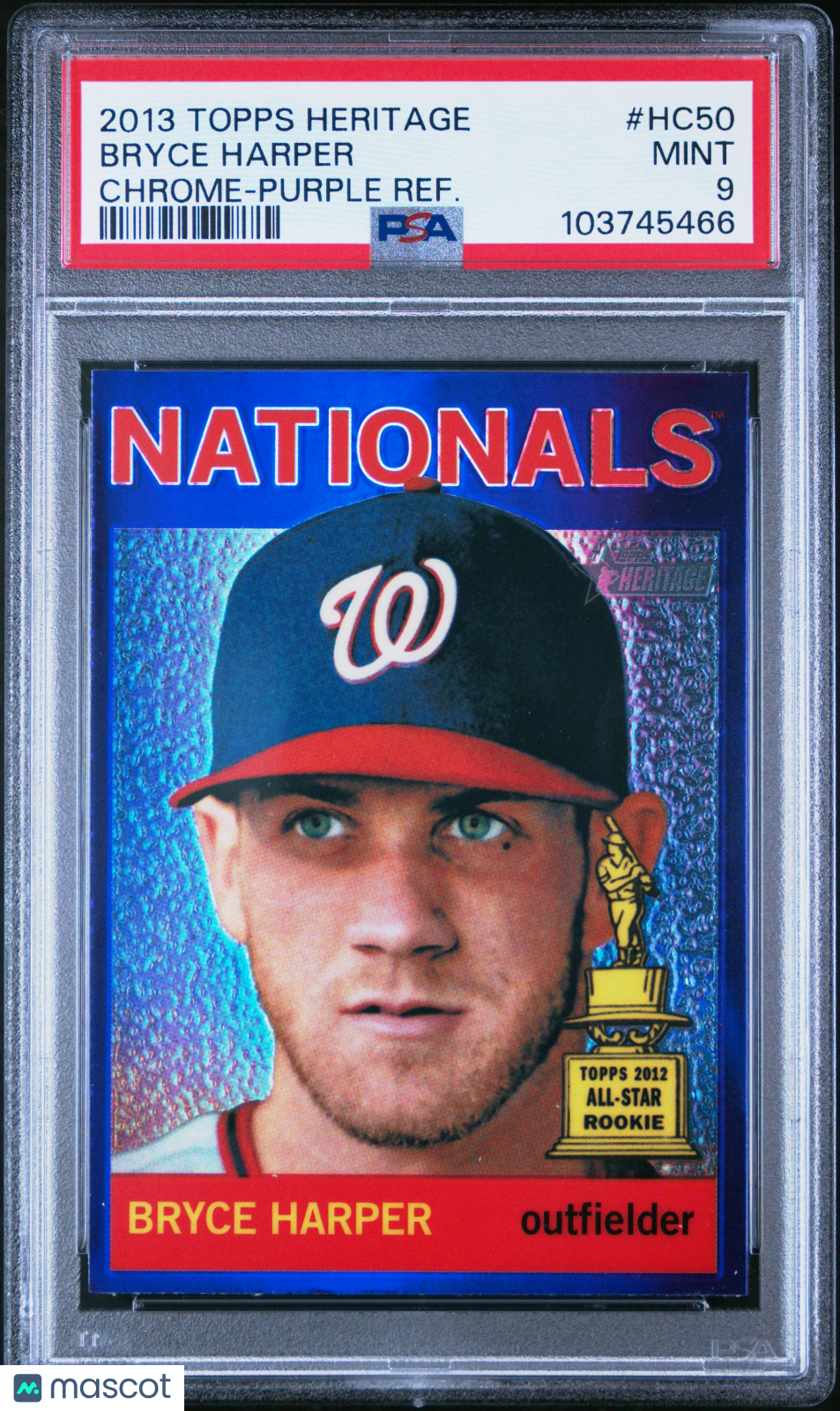 Bryce Harper 2013 Topps Heritage Chrome Purple Refractor PSA 9 Mint