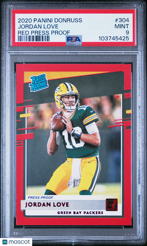 Jordan Love 2020 Panini Donruss Red Press Proof Rookie RC PSA 9 Mint Packers