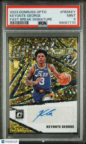 Keyonte George 2023 Panini Donruss Optic Fast Break Signatures PSA 9 Rookie RC