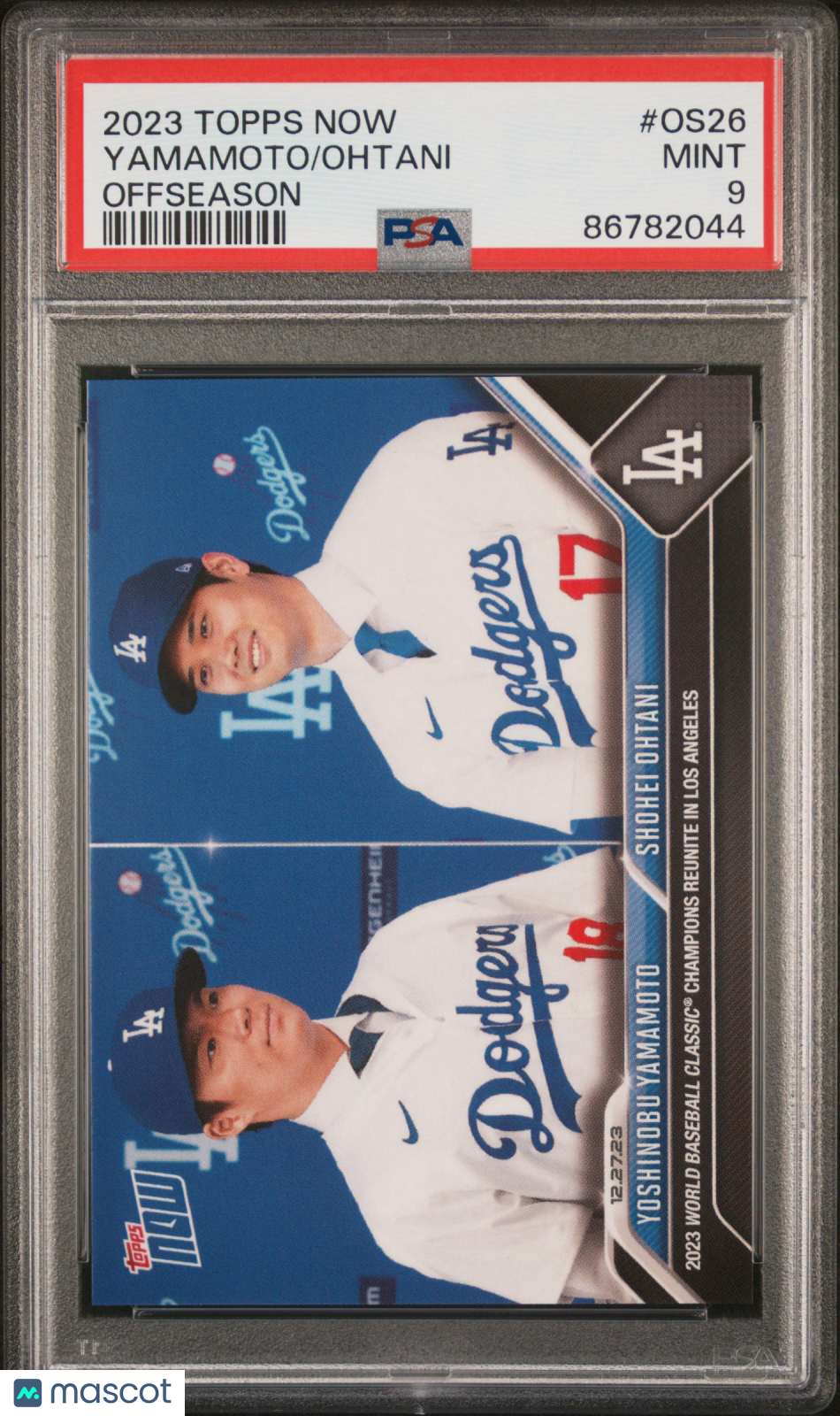 Yoshinobu Yamamoto & Shohei Ohtani 2023 Topps Now Offseason #OS26 Dodgers PSA 9