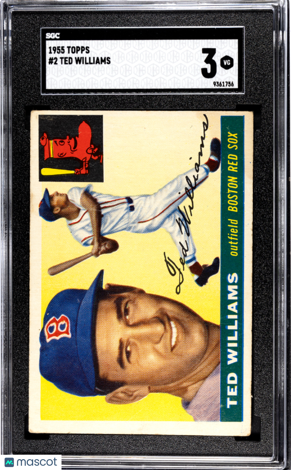 Ted Williams 1955 Topps #2 SGC 3 Very Good Boston Red Sox HOF