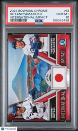 Shohei Ohtani Yoshinobu Yamamoto 2024 Bowman Chrome International Impact PSA 10