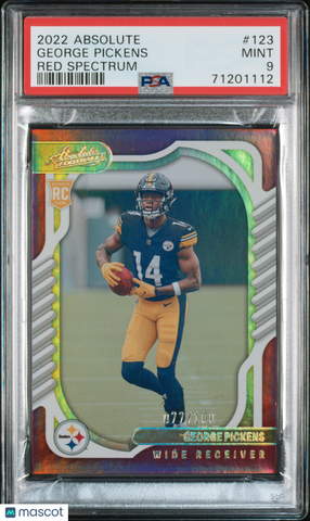 George Pickens 2022 Absolute Red Spectrum Rookie RC /100 PSA 9 Steelers Cowboys