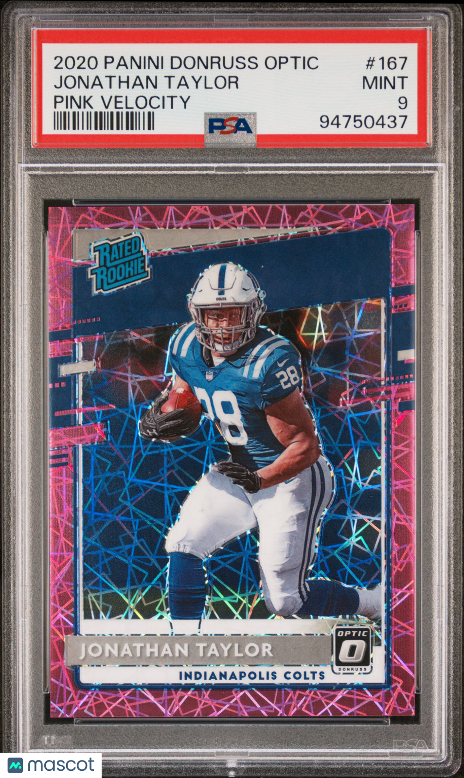 Jonathan Taylor 2020 Donruss Optic PSA 9 Pink Velocity /79 Rookie RC Colts