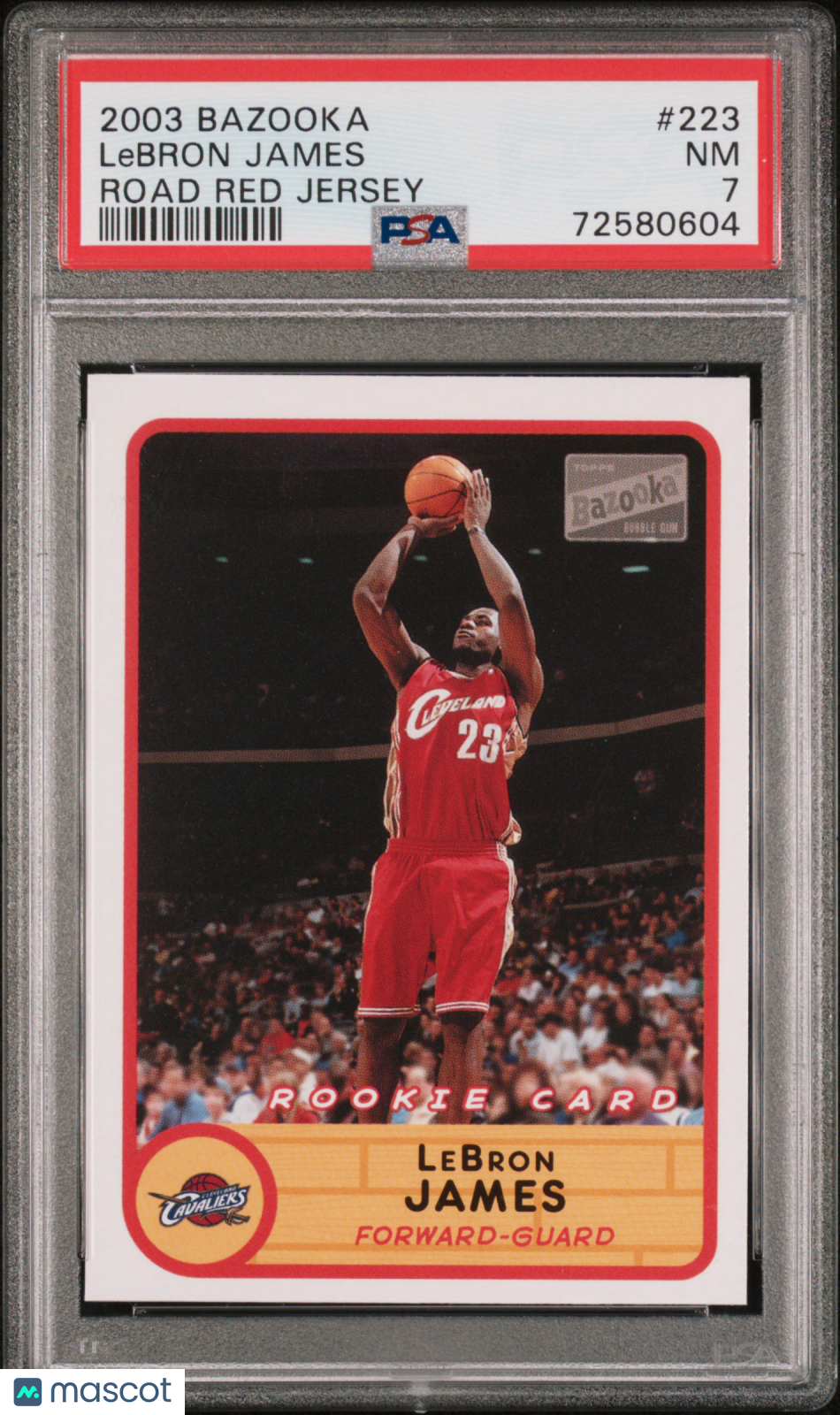 LeBron James 2003 Bazooka Rookie RC Road Red Jersey PSA 7
