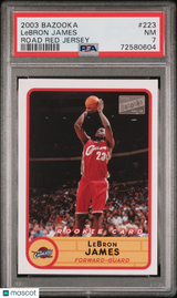 LeBron James 2003 Bazooka Rookie RC Road Red Jersey PSA 7