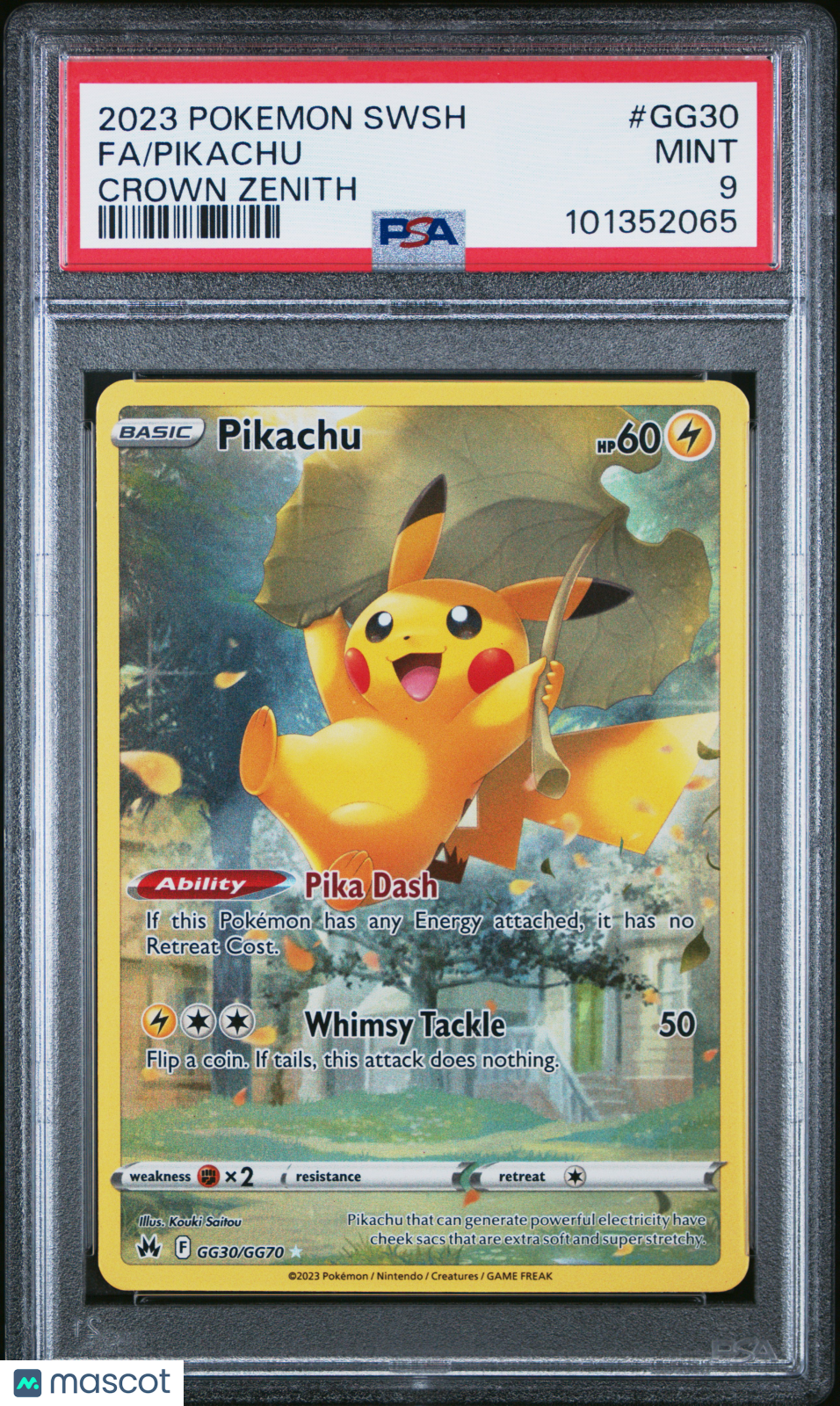 Pikachu Full Art 2023 Pokemon Sword & Shield Crown Zenith #GG30 PSA 9 Mint