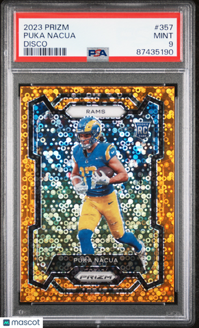 Puka Nacua 2023 Panini Prizm PSA 9 Disco Prizm Rookie RC Rams