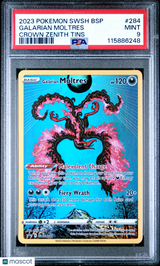 Galarian Moltres 2023 Pokemon Black Star Promo #284 Crown Zenith Tins PSA 9 Mint
