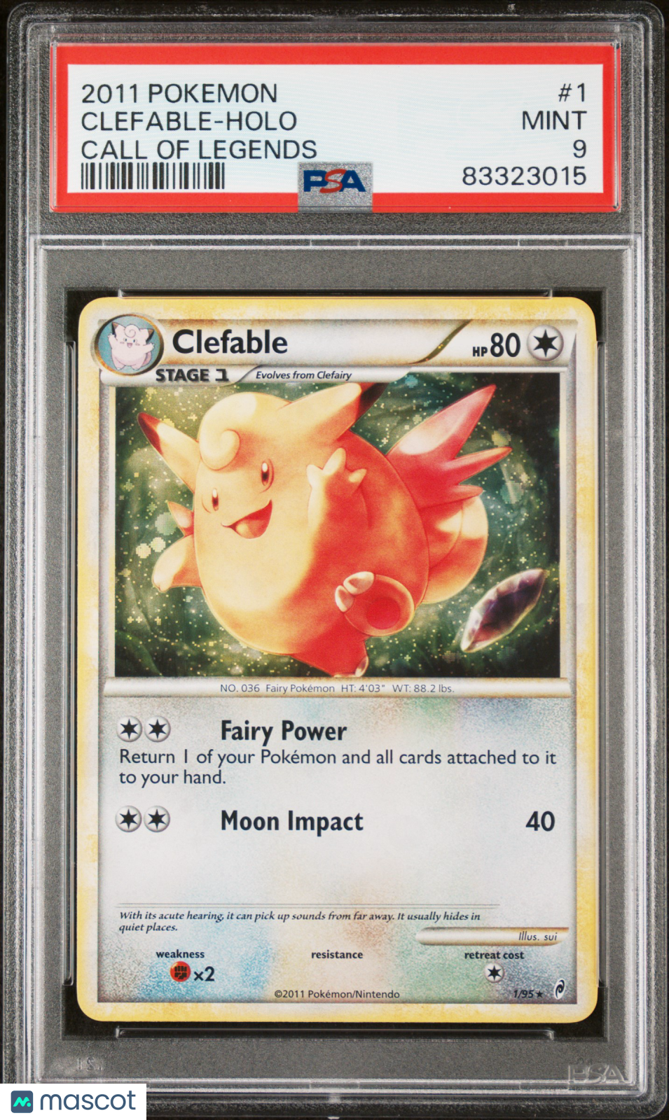 Clefable 2011 Pokemon Call Of Legends #1 Holo PSA 9 Mint