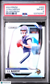 JJ Mccarthy 2024 Panini Prizm Silver Rookie RC PSA 8 Vikings