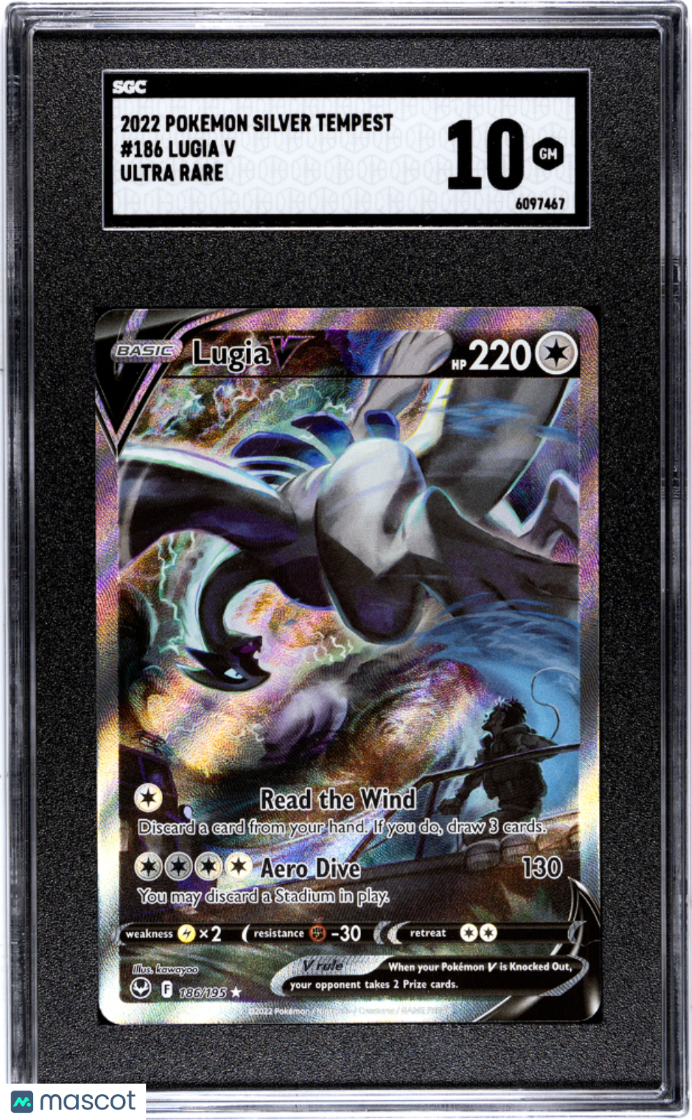 Lugia V 2022 Pokemon Silver Tempest Alt Art Ultra Rare #186 SGC 10 Gem Mint