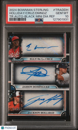 DE LA CRUZ DOMINGUEZ HOLLIDAY 2024 Bowman Sterling Black Diamond Auto /10 PSA 10