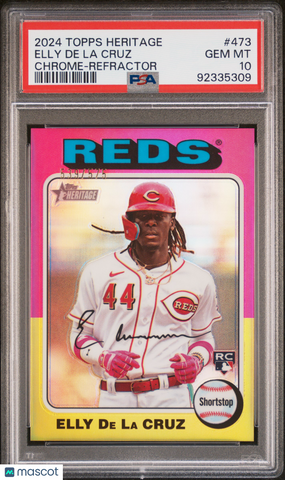 Elly De La Cruz 2024 Topps Heritage PSA 10 Chrome Refractor /575 Reds Rookie