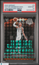 Victor Wembanyama 2023 Panini Mosaic Jam Masters Green Rookie RC PSA 10 Spurs