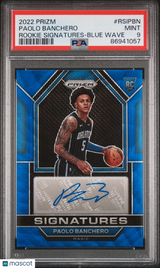 Paolo Banchero 2022-23 Panini Prizm Rookie Signatures Blue Wave RC Auto PSA 9