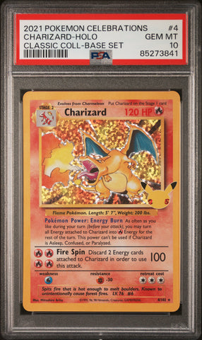 Charizard 4 Celebrations Classic Collection HOLO Pokemon Card PSA 10 GEM MINT