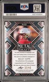 Bailey Zappe 2022 Leaf Metal Draft Portrait Auto Silver Prismatic PSA 9 Mint