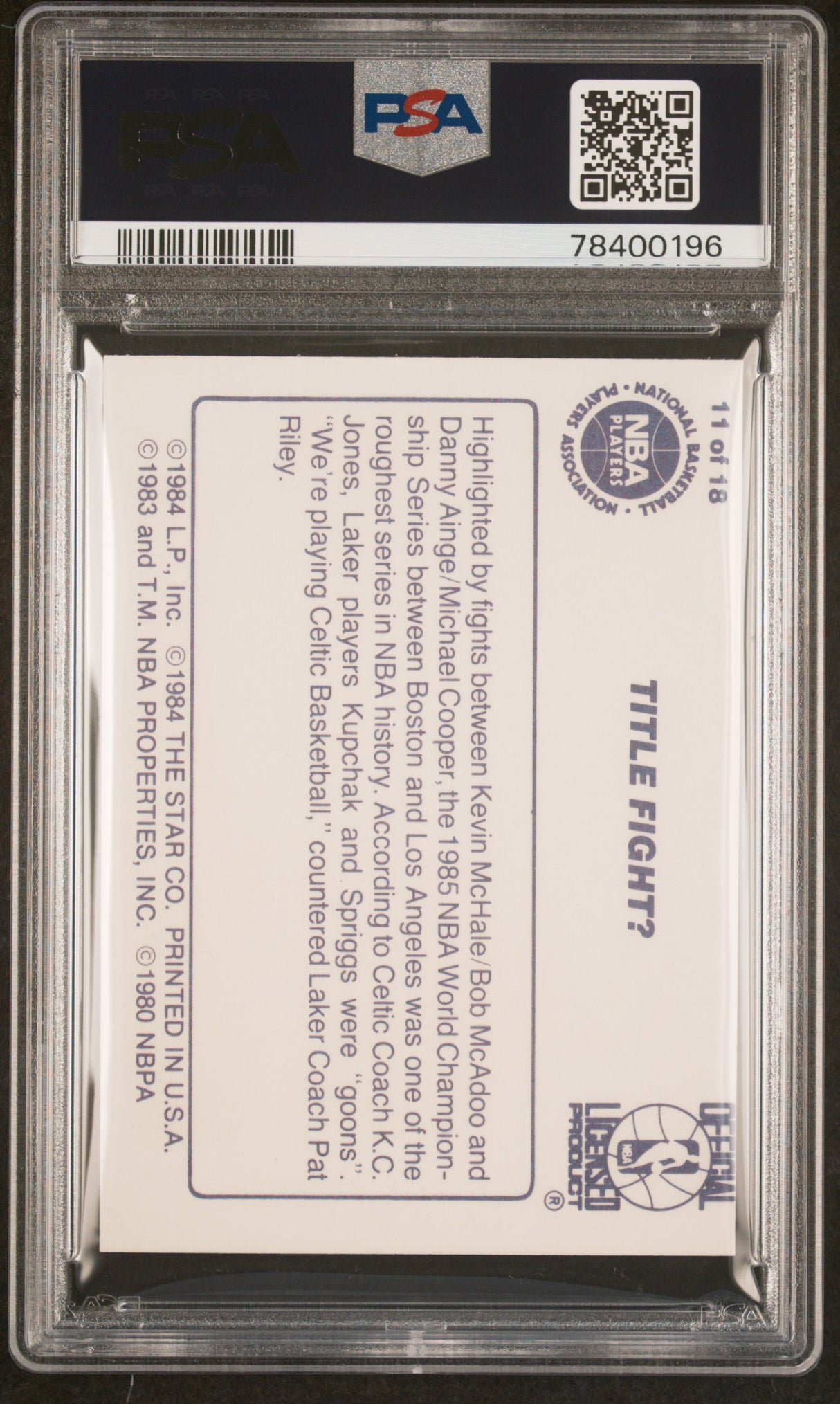 Title Fight? 1985-86 Star Lakers Champions  #11  Psa 7