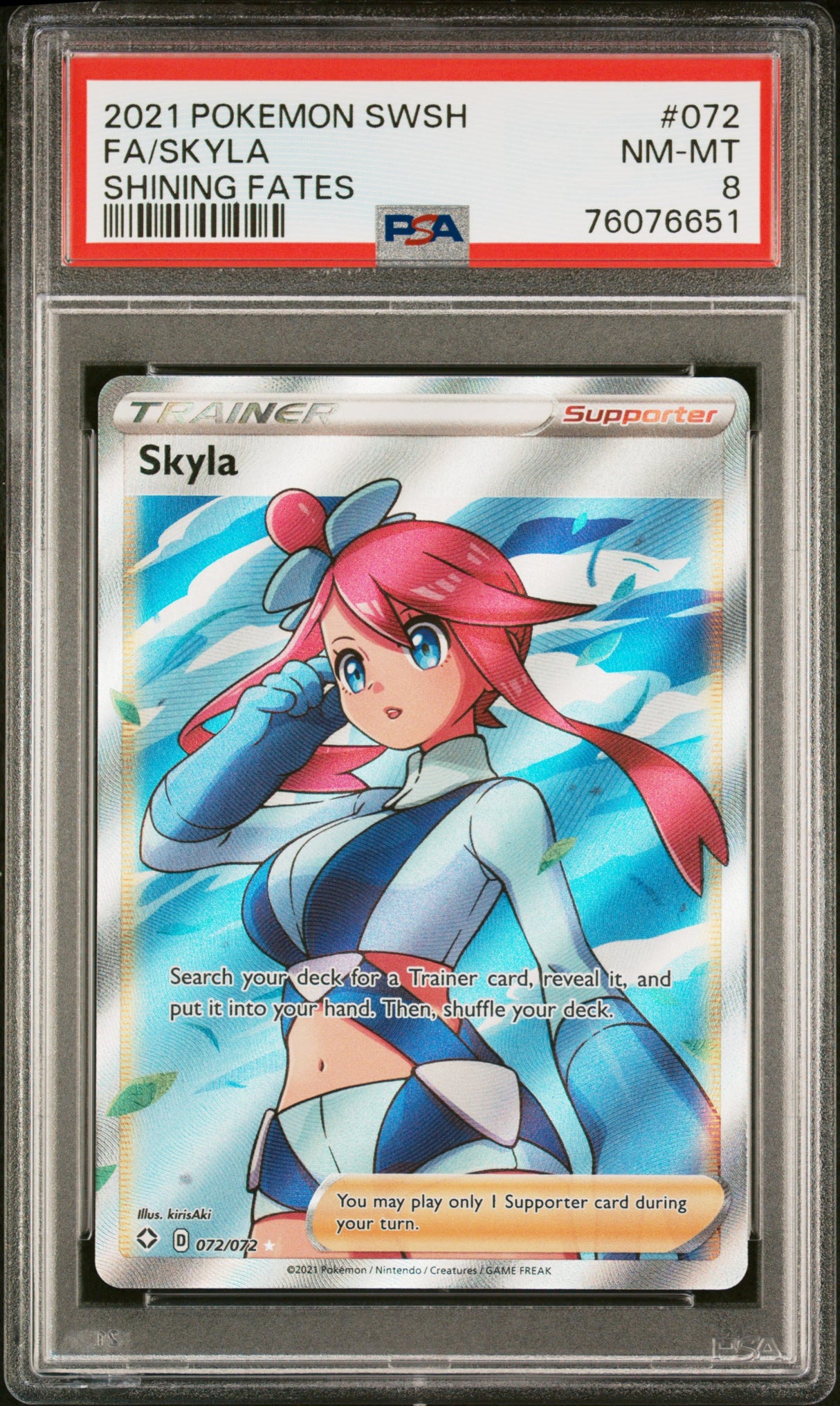 Skyla 2021 Pokemon Shining Fates Full Art #072 PSA 8