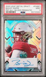 Bailey Zappe 2022 Leaf Metal Draft Portrait Auto Silver Prismatic PSA 9 Mint